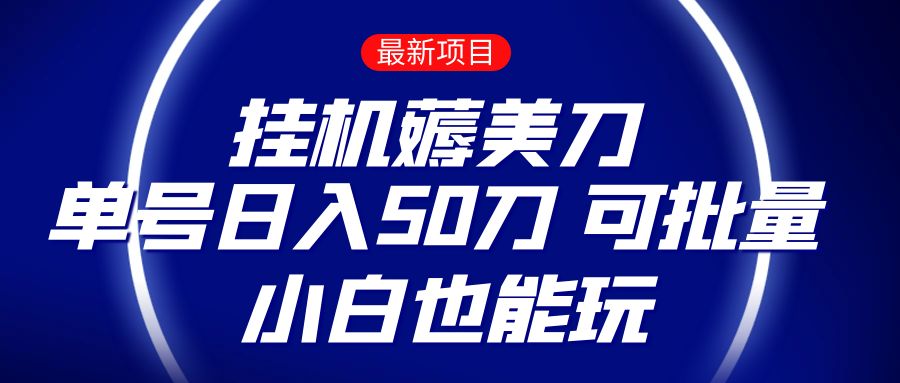 薅羊毛项目  零投入挂机薅美刀    单号日入50刀  可批量  小白也能玩-副业库