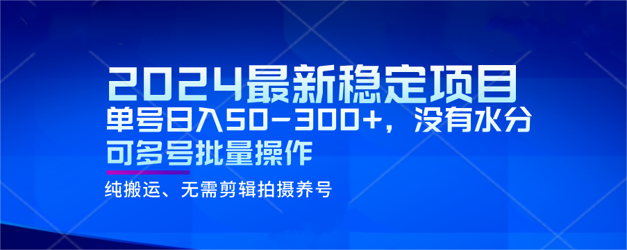 2024最新稳定风口项目，单号日入50-300+，没有水分 可多号批量操作-副业库