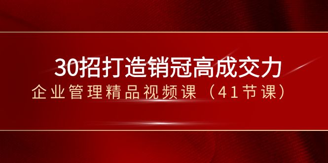 30招打造销冠高成交力-企业管理精品视频课（41节课）-副业库