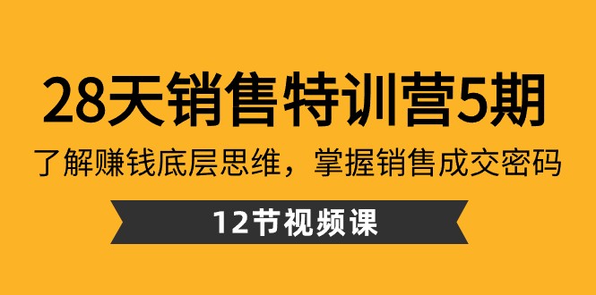28天销售特训营5期：了解赚钱底层思维，掌握销售成交密码（12节课）-副业库