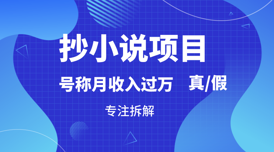 抄小说项目，号称月入过万，到底是否真实，能不能做，详细拆解-副业库