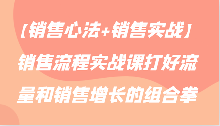 【销售心法+销售实战】销售流程实战课打好流量和销售增长的组合拳-副业库