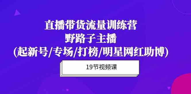 直播带货流量特训营，野路子主播(起新号/专场/打榜/明星网红助博)-副业库