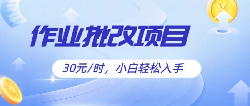 作业批改项目30元/时，简单小白轻松入手，非常适合兼职-副业库