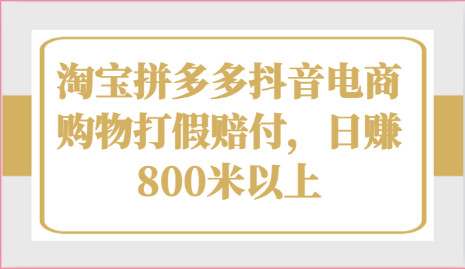 淘宝拼多多抖音电商购物打假赔付，日赚800米以上-副业库