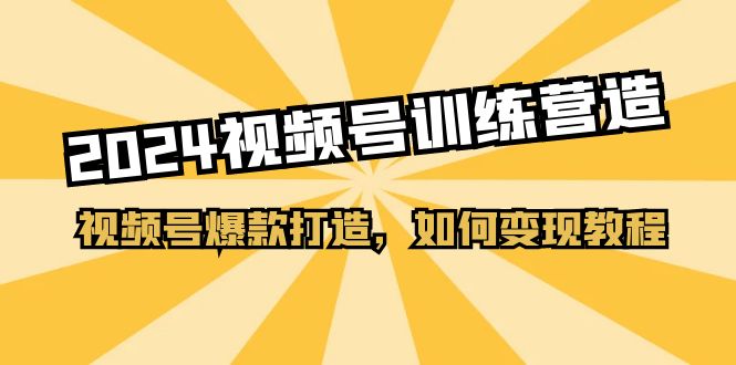 2024视频号训练营，视频号爆款打造，如何变现教程（20节课）-副业库