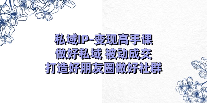 私域IP变现高手课：做好私域被动成交，打造好朋友圈做好社群（18节）-副业库