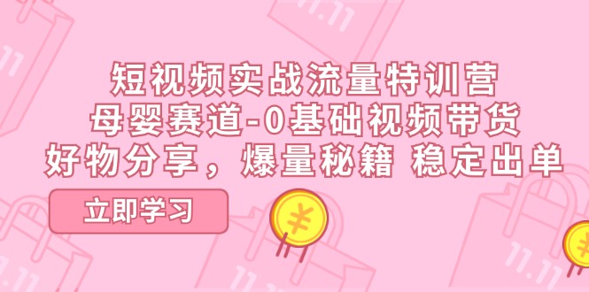 短视频实战流量特训营，母婴赛道-0基础带货，好物分享，爆量秘籍 稳定出单-副业库