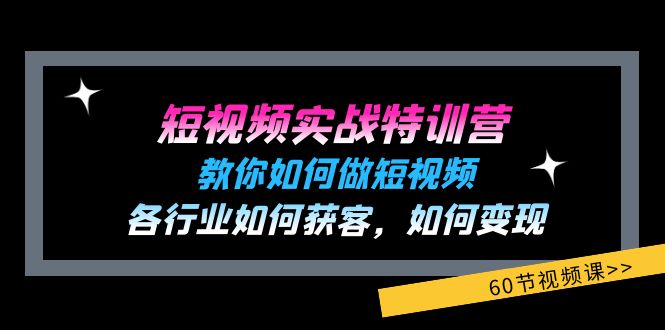 短视频实战特训营：教你如何做短视频，各行业如何获客，如何变现 (60节)-副业库