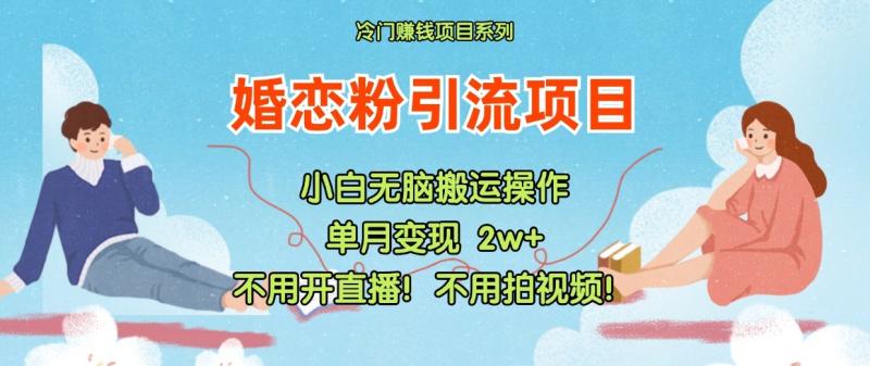 小红书婚恋粉引流，不用开直播！不用拍视频！不用做交付-副业库