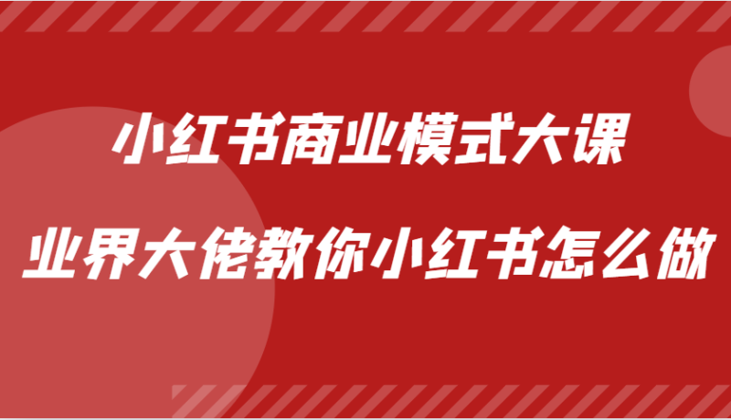 小红书商业模式大课，业界大佬教你小红书怎么做【视频课】-副业库