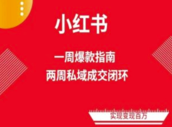 爆款小红书免费流量体系课程(两周变现)，小红书电商教程-副业库