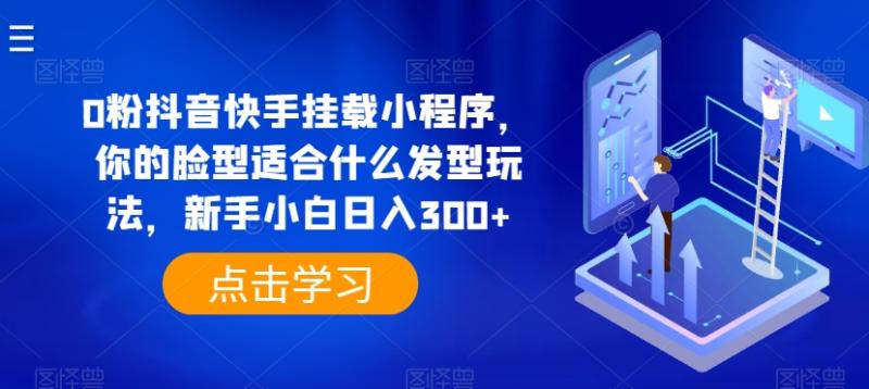 0粉抖音快手挂载小程序，你的脸型适合什么发型玩法，新手小白日入300+【揭秘】-副业库