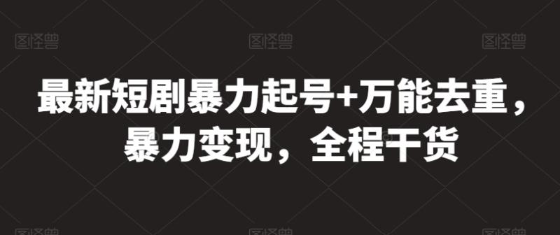 最新短剧暴力起号+万能去重，暴力变现，全程干货【揭秘】-副业库