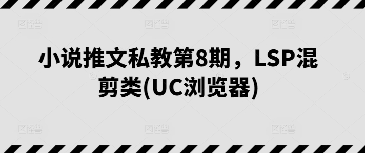 小说推文私教第8期，LSP混剪类(UC浏览器)-副业库