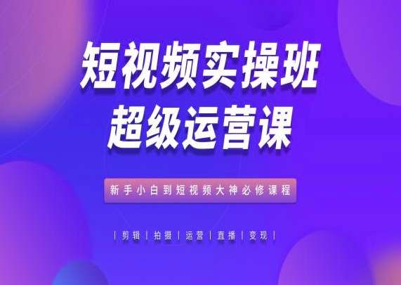 短视频实操班超级运营课，新手小白到短视频大神必修课程-副业库