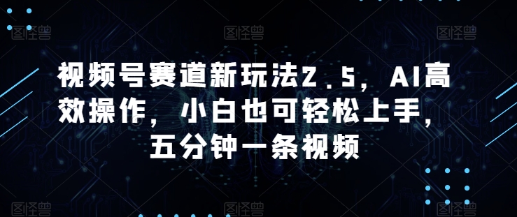 视频号赛道新玩法2.5，AI高效操作，小白也可轻松上手，五分钟一条视频-副业库