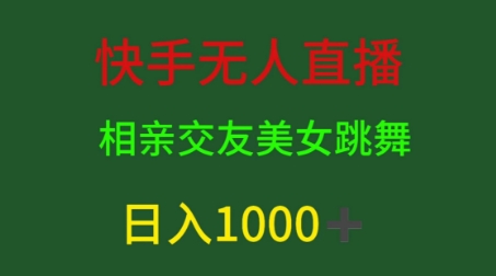 快手无人直播，相亲交友，男粉变现，日入1k-副业库