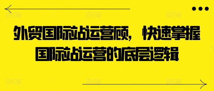 外贸国际站运营顾问，快速掌握国际站运营的底层逻辑-副业库