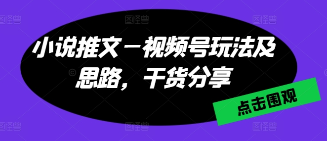 小说推文—视频号玩法及思路，干货分享-副业库