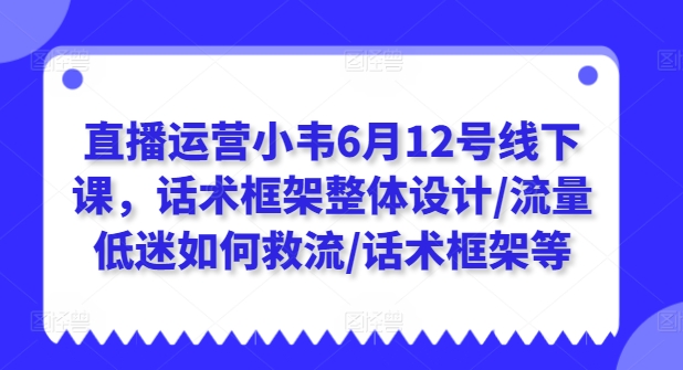 直播运营小韦6月12号线下课，话术框架整体设计/流量低迷如何救流/话术框架等-副业库