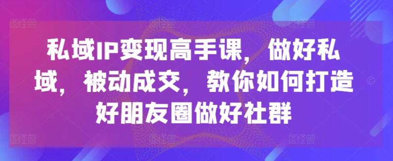 私域IP变现高手课，做好私域，被动成交，教你如何打造好朋友圈做好社群-副业库