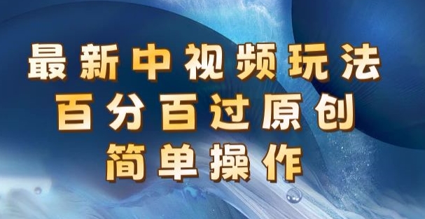 最新中视频玩法，百分百过原创，简单操作，新手也能操作-副业库