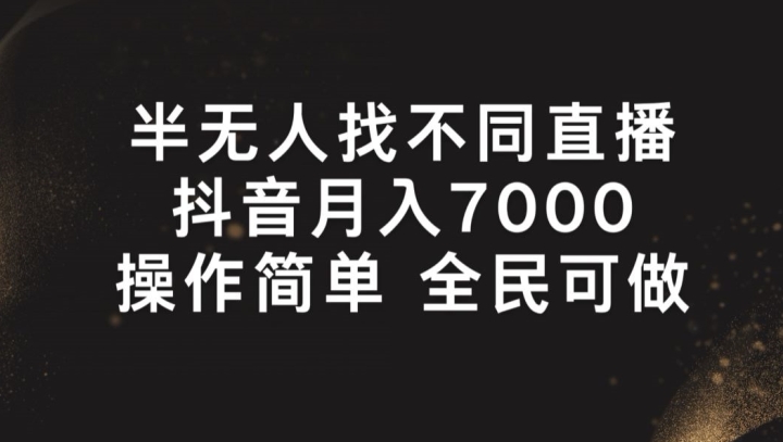 半无人找不同直播，月入7000+，操作简单 全民可做【揭秘】-副业库