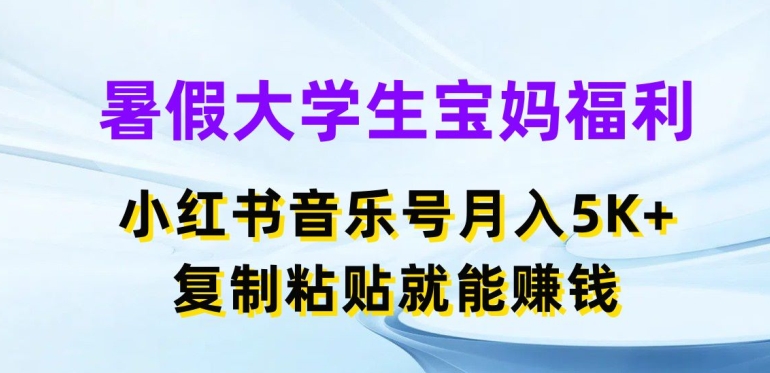 暑假大学生宝妈福利，小红书音乐号月入5000+，复制粘贴就能赚钱【揭秘】-副业库