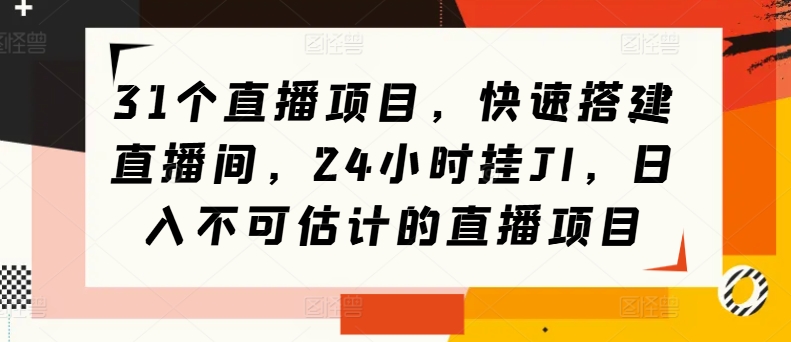31个直播项目，快速搭建直播间，24小时挂JI，日入不可估计的直播项目-副业库