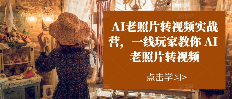 AI老照片转视频实战营，一线玩家教你AI老照片转视频-副业库