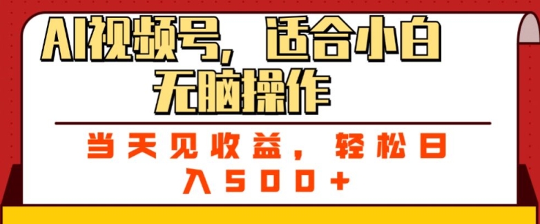 ai视频号，适合小白无脑操作，当天见收益，轻松日入5张-副业库