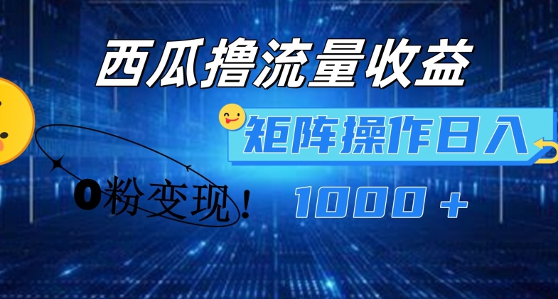 西瓜视频撸流量，简单上手，0粉变现矩阵操作，日入1000+【揭秘】-副业库