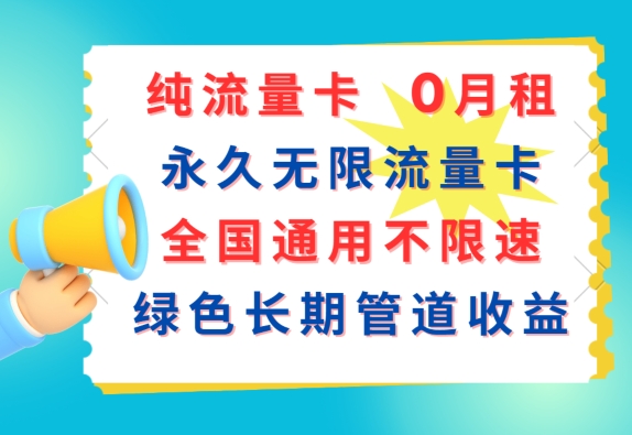 纯流量卡，0月租，永久无限流量卡，全国通用不限速，绿色长期管道收益-副业库