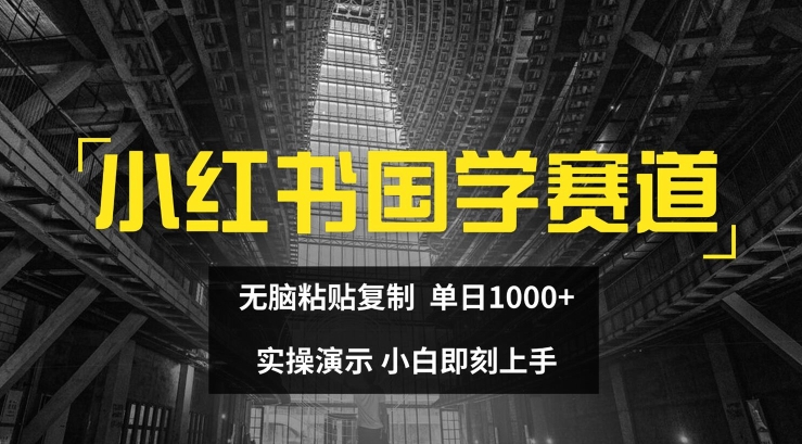 小红书国学赛道，无脑粘贴复制，单日1K，实操演示，小白即刻上手【揭秘】-副业库