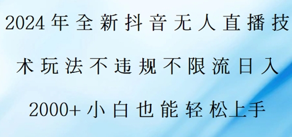 2024年全新抖音无人直播技术玩法，日入2k，小白也能轻松上手-副业库