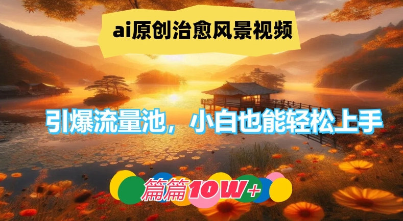 ai原创治愈风景视频，引爆流量池，小白也能轻松上手，篇篇10w+【揭秘】-副业库