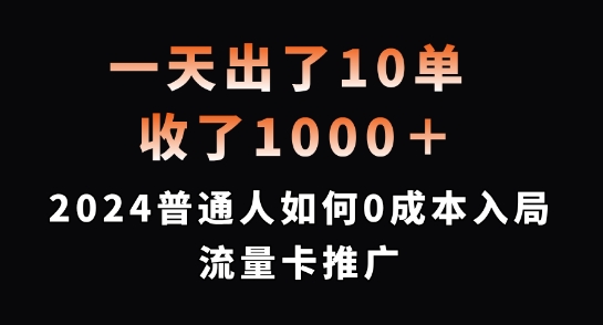 一天出了10单，收了1000+，2024普通人如何0成本入局流量卡推广【揭秘】-副业库