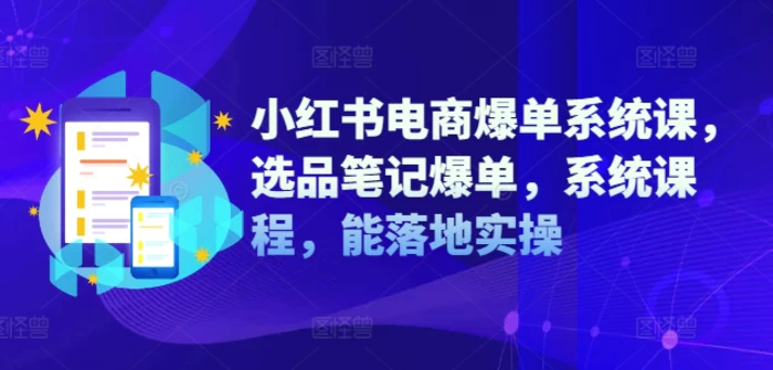 小红书电商爆单系统课，选品笔记爆单，系统课程，能落地实操-副业库