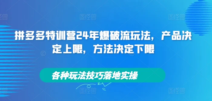 拼多多特训营24年爆破流玩法，产品决定上限，方法决定下限，各种玩法技巧落地实操-副业库