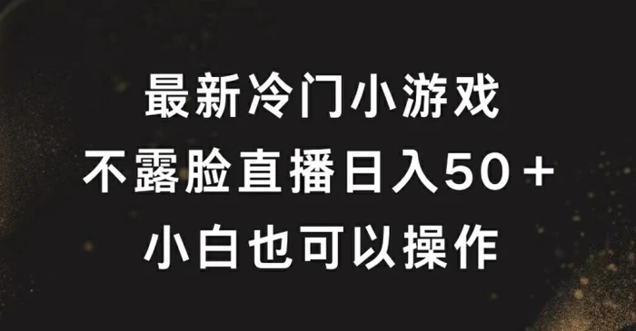 最新冷门游戏不露脸直播，轻松日入50+，小白也可操作-副业库