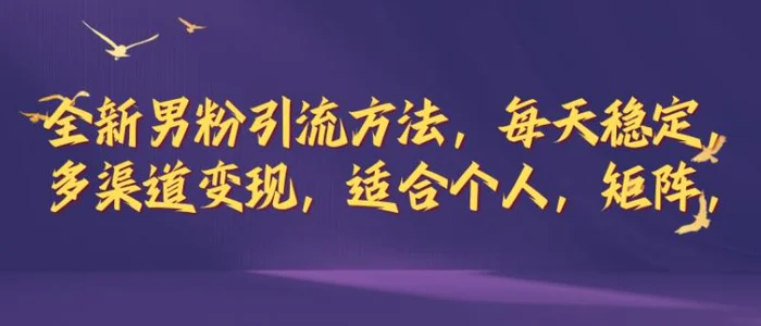 全新男粉引流方法，每天稳定加人，适合个人，矩阵，多渠道变现-副业库