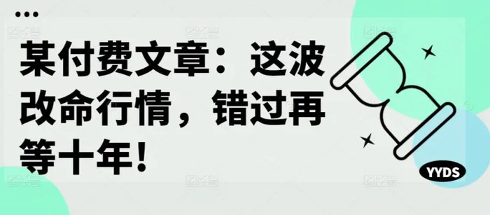 某付费文章：这波改命行情，错过再等十年!-副业库