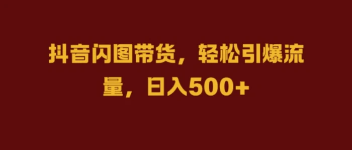 抖音闪图带货，轻松引爆流量，日入几张-副业库