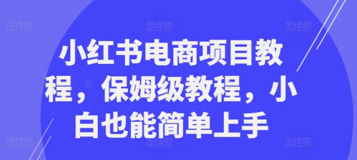 小红书电商项目教程，保姆级教程，小白也能简单上手-副业库