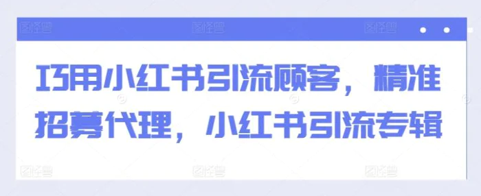 巧用小红书引流顾客，精准招募代理，小红书引流专辑-副业库