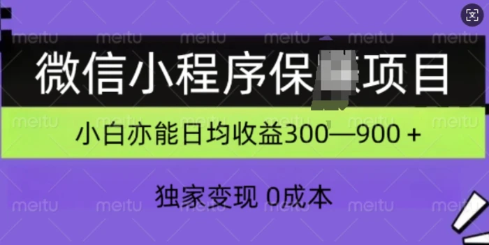 微信小程序保Z项目，独家变现，日均收益几张-副业库