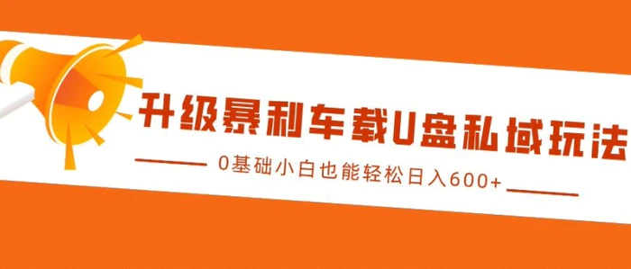 升级暴利车载U盘私域玩法，0基础小白也能轻松日入多张-副业库