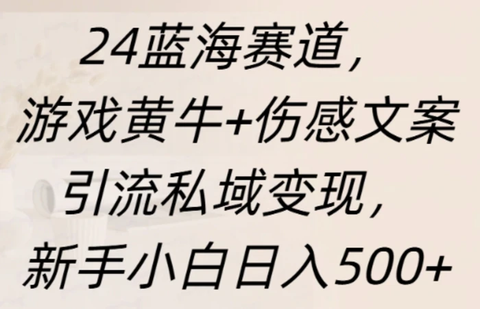 蓝海赛道，游戏黄牛+伤感文案引流私域变现，新手小白日入多张-副业库