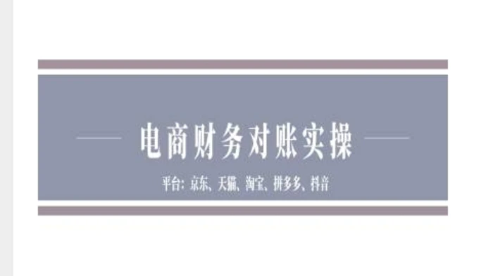 电商财务对账实操-京东天猫淘宝拼多多抖音电商财务对账-副业库